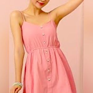 Forever 21 Plus Size Pink Crinkle Rayon Elastic Waist Dress